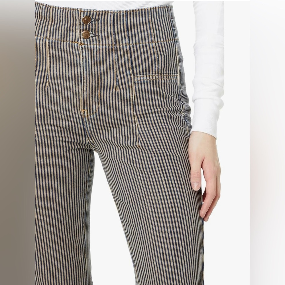 🌻🆕FREE PEOPLE We The Free Jayde Railroad Flare Jeans-Size 26 - Picture 11 of 16